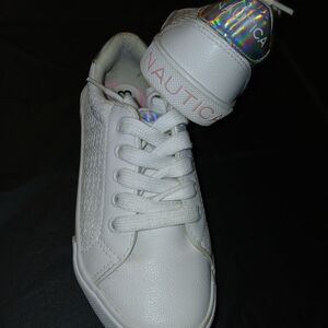 Nautica Kids White Sneakers with Iridescent Touch